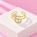 Bague Aura double anneau strass acier inoxydable dore – Mgx Bijoux
