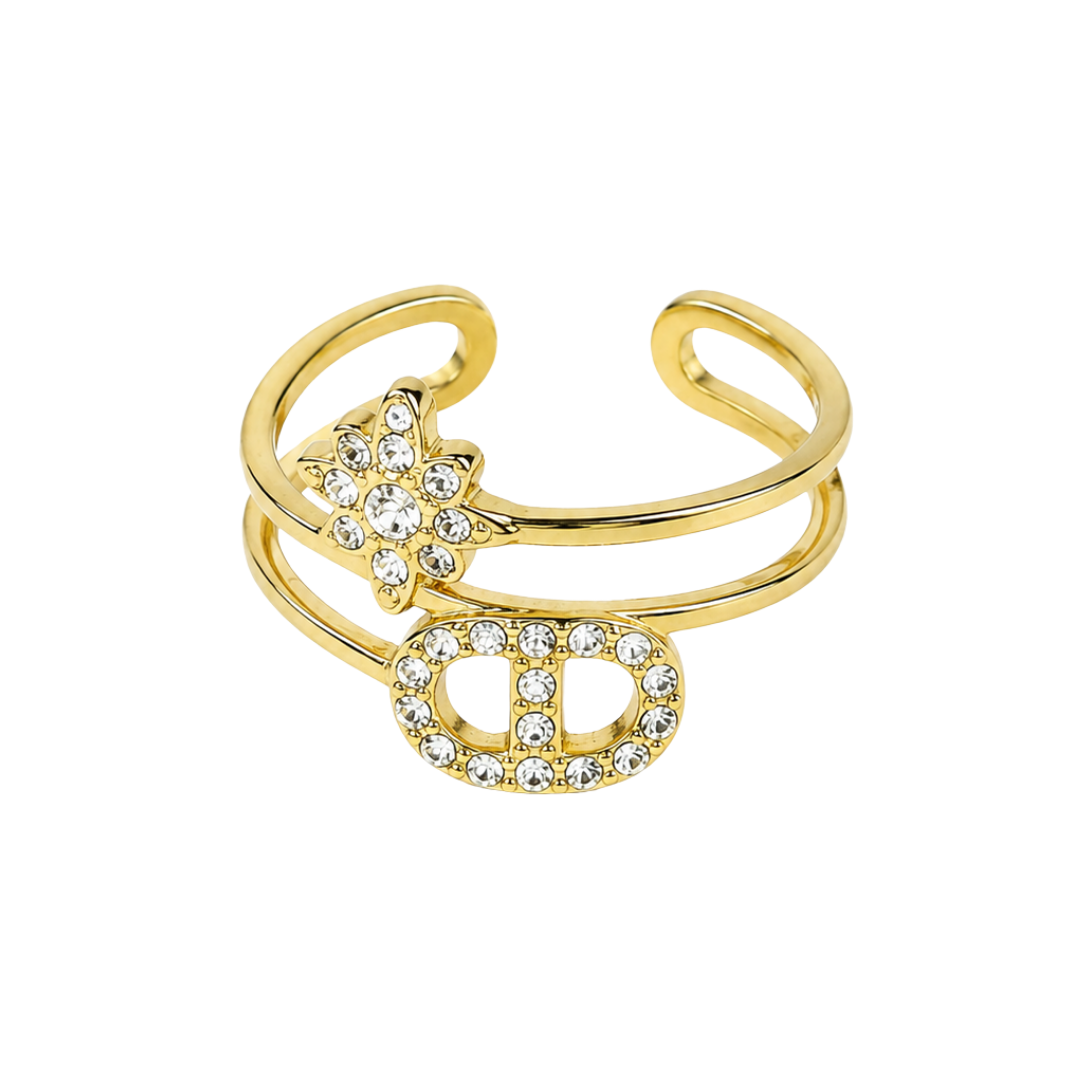 Bague Aura double anneau strass fond blanc – Mgx Bijoux