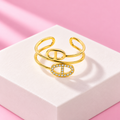 Bague Grace double anneau strass acier inoxydable dore – Mgx Bijoux