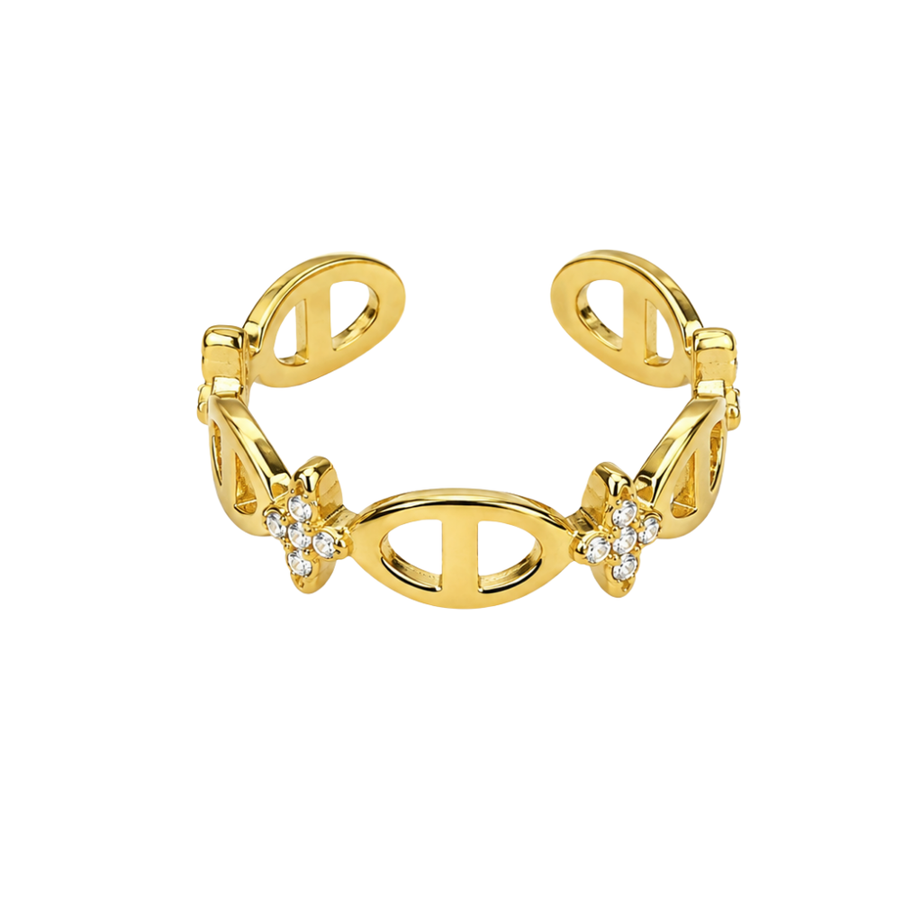 Bague Ines maillons strass fond blanc – Mgx Bijoux