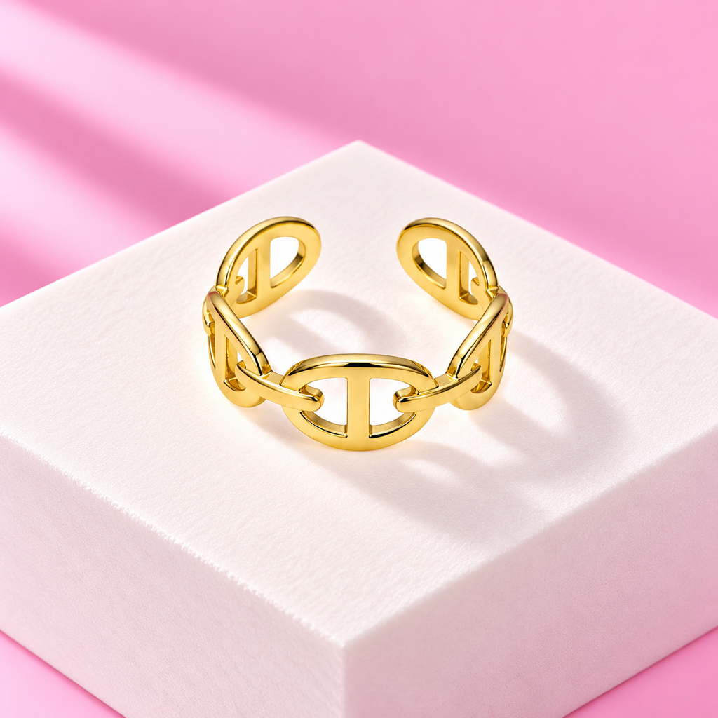 Bague Lola maille marine acier inoxydable dore – Mgx Bijoux