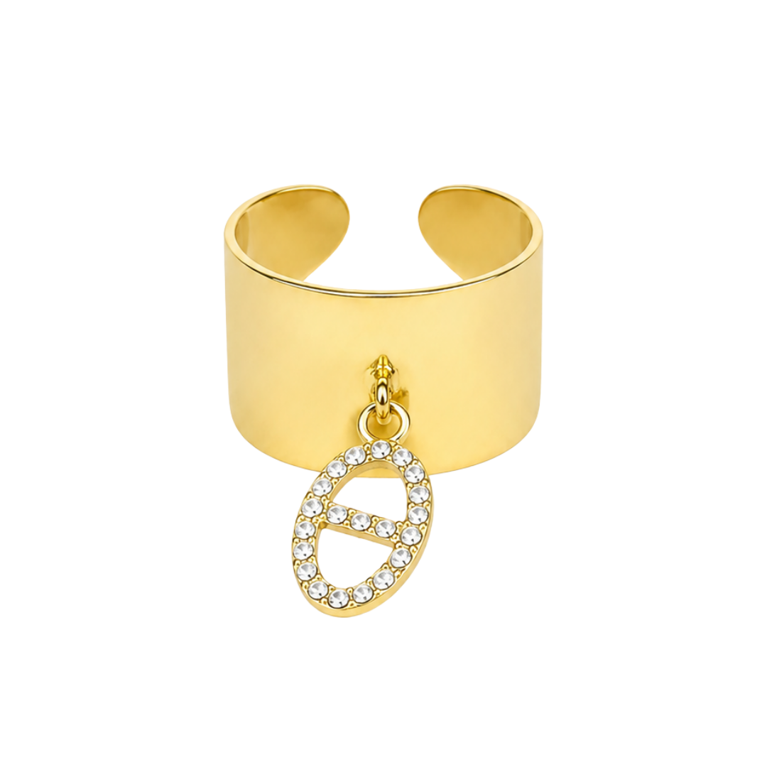 Bague Nina anneau breloque strass fond blanc – Mgx Bijoux