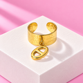 Bague Romy anneau martele breloque acier inoxydable dore – Mgx Bijoux