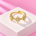 Bague Rosie etoiles strass acier inoxydable dore – Mgx Bijoux