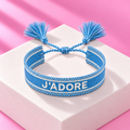 Bracelet Azur tisse J'adore pompons bleu – Mgx Bijoux
