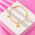 Bracelet Eden maillons etoile perle acier inoxydable dore – Mgx Bijoux