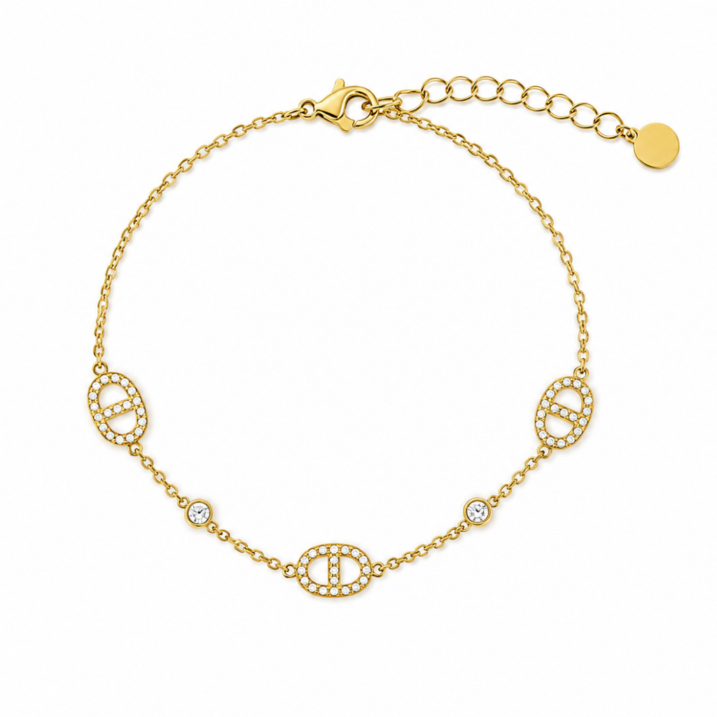 Bracelet Eva maille marine motifs fond blanc – Mgx Bijoux