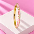 Bracelet jonc Rose emaille fleurs dore – Mgx Bijoux