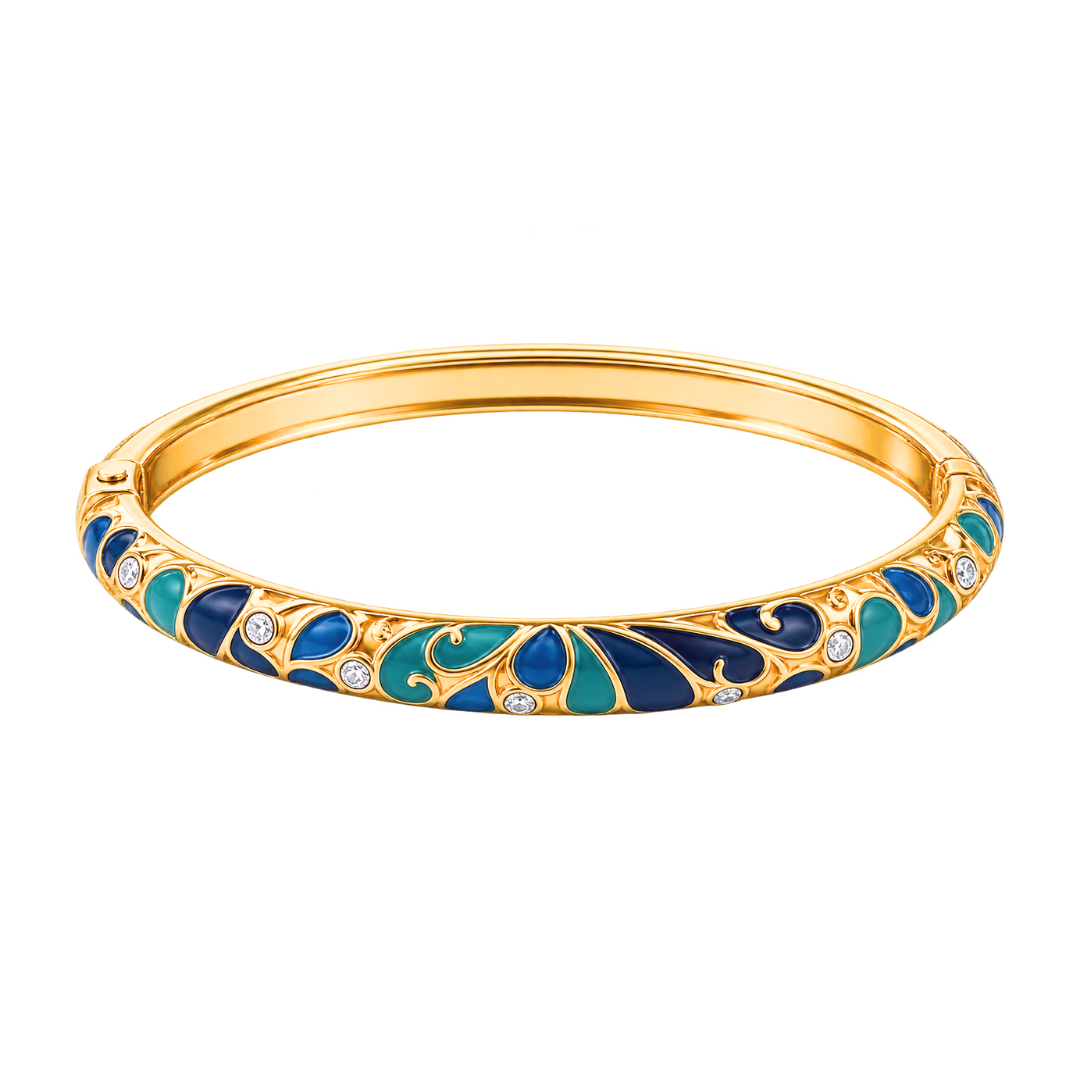 Bracelet jonc Sophia emaille dore bleu fonce fond blanc – Mgx Bijoux