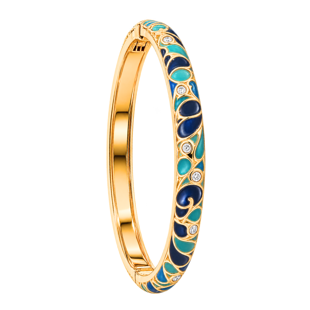 Bracelet jonc Sophia emaille dore bleu fonce fond blanc – Mgx Bijoux