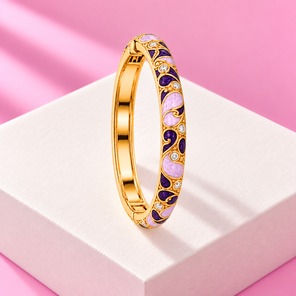 Bracelet jonc Théa émaillé doré violet – Mgx Bijoux