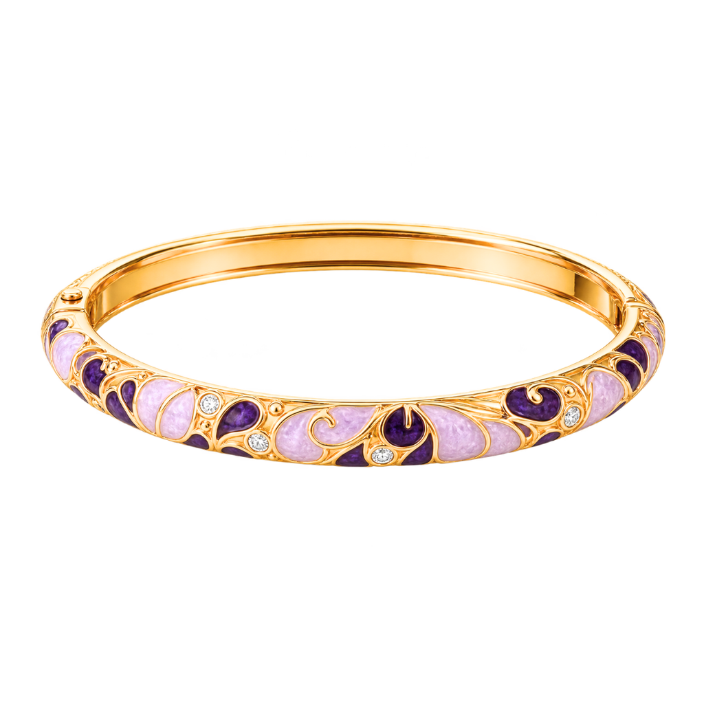 Bracelet jonc Thea emaille dore violet fond blanc – Mgx Bijoux
