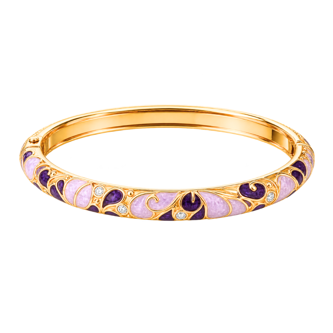 Bracelet jonc Thea emaille dore violet fond blanc – Mgx Bijoux