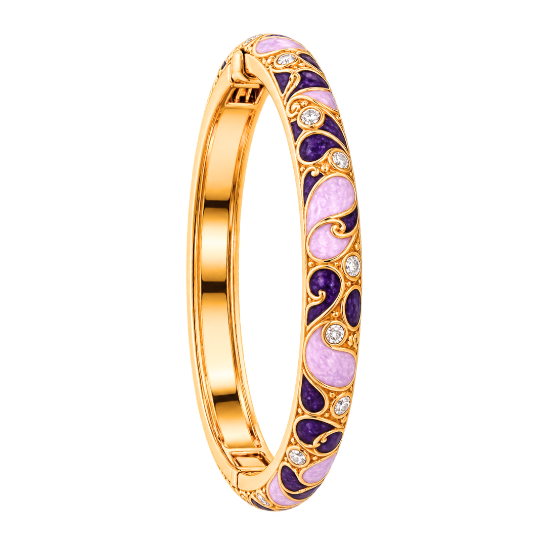 Bracelet jonc Thea emaille dore violet fond blanc – Mgx Bijoux