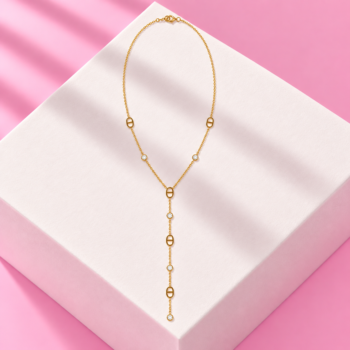 Collier Agathe maille marine strass acier inoxydable dore – Mgx Bijoux