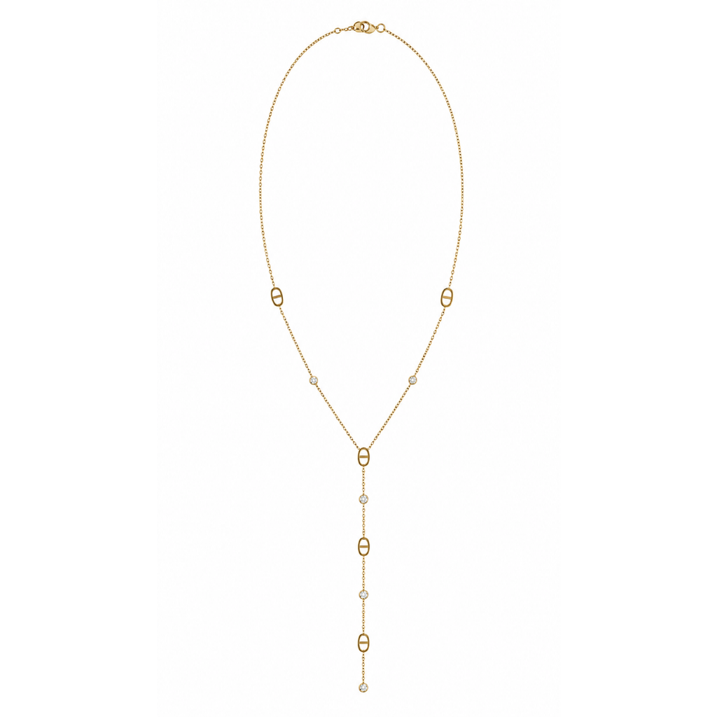 Collier Agathe maille marine strass fond blanc – Mgx Bijoux