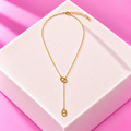 Collier Divine petite maille pendentif noeud acier inoxydable dore – Mgx Bijoux