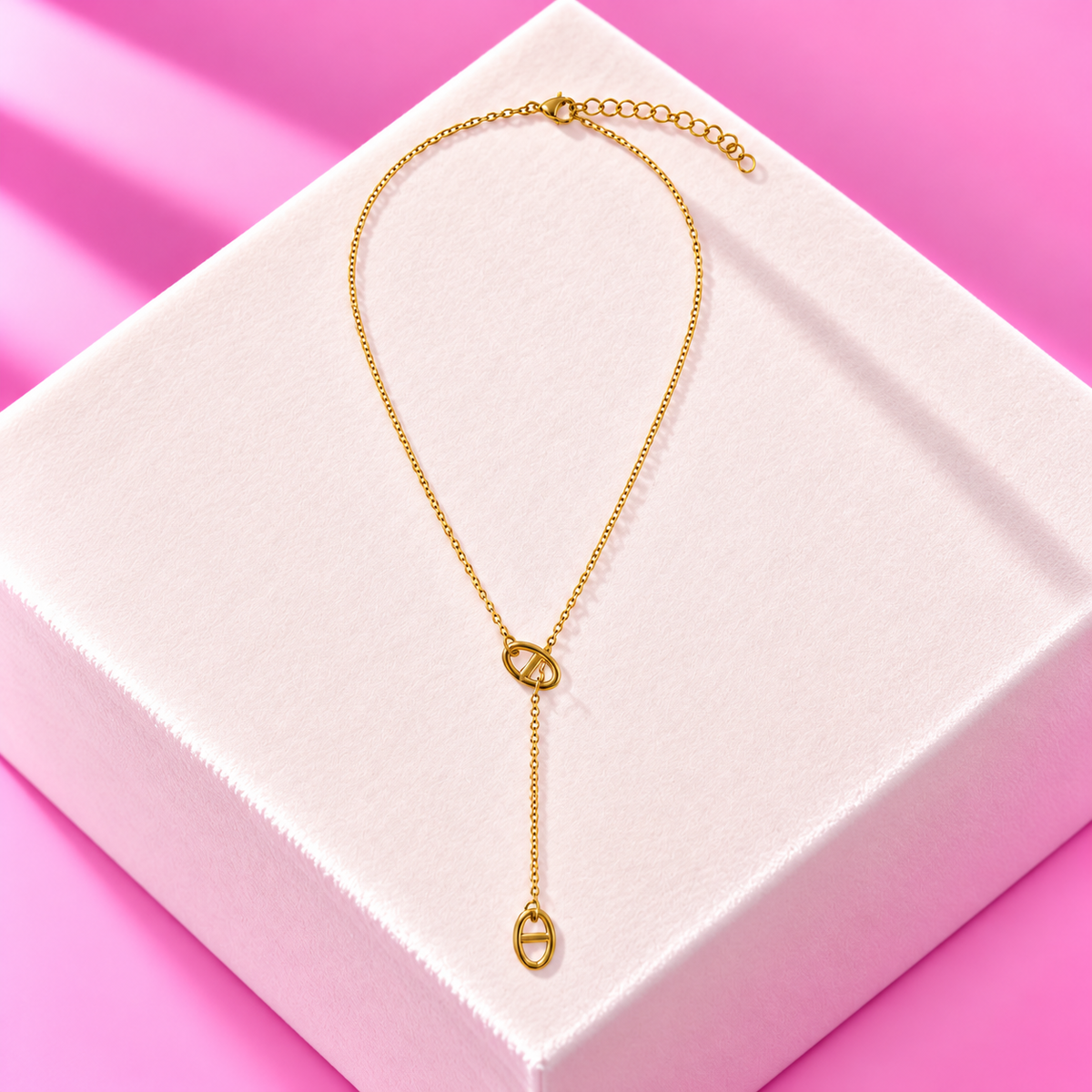Collier Divine petite maille pendentif noeud acier inoxydable dore – Mgx Bijoux