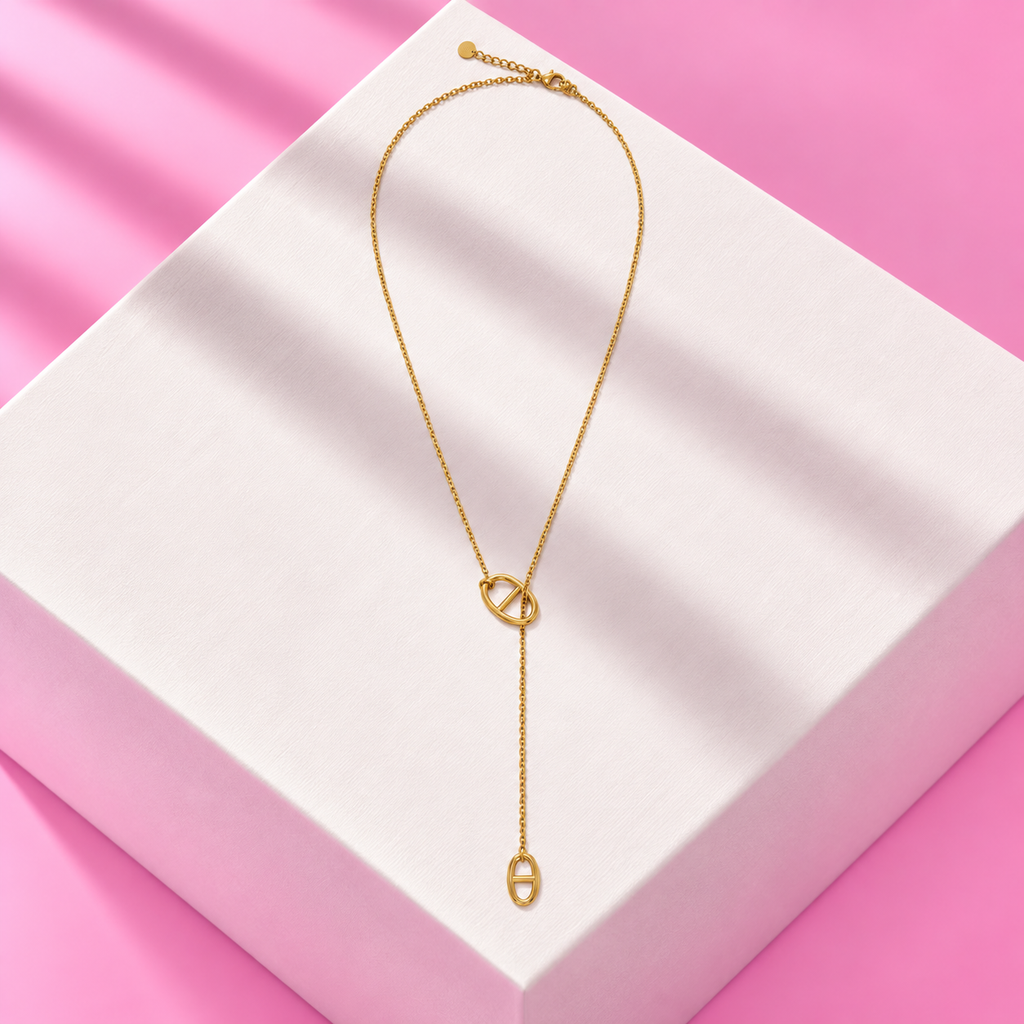 Collier Iris grosse maille noeud acier inoxydable dore – Mgx Bijoux