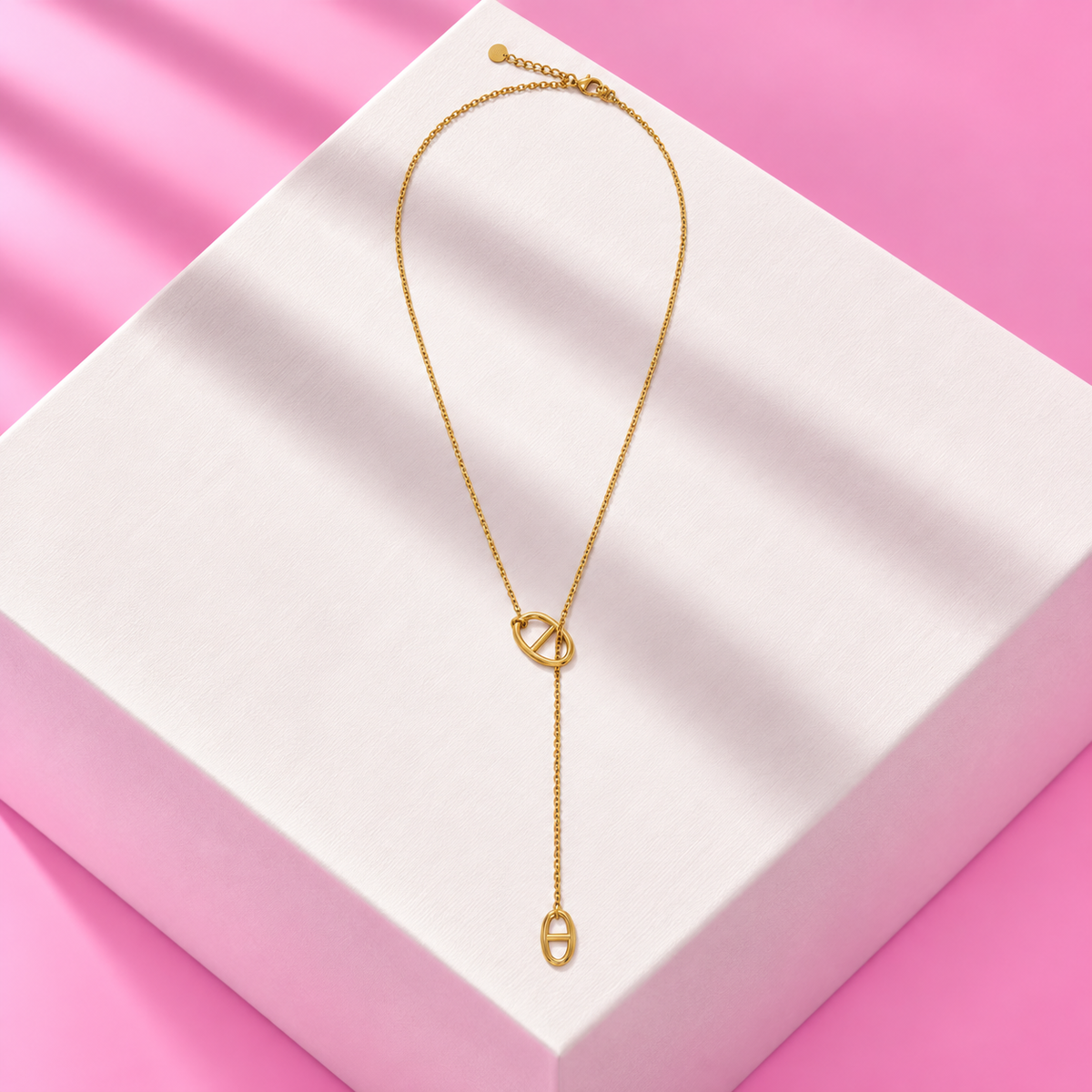 Collier Iris grosse maille noeud acier inoxydable dore – Mgx Bijoux