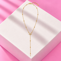Collier June etoile perle acier inoxydable dore – Mgx Bijoux