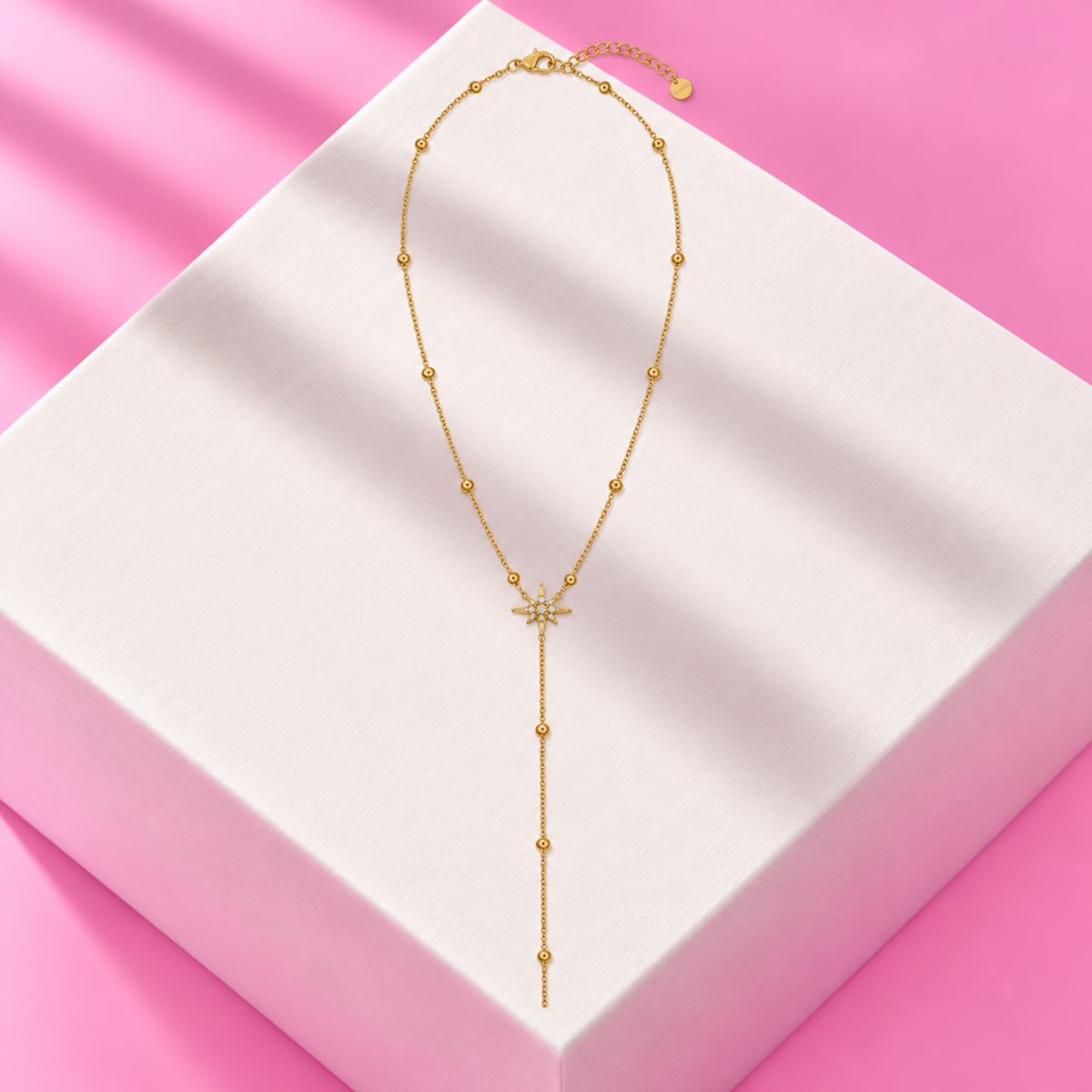 Collier June etoile perle acier inoxydable dore – Mgx Bijoux