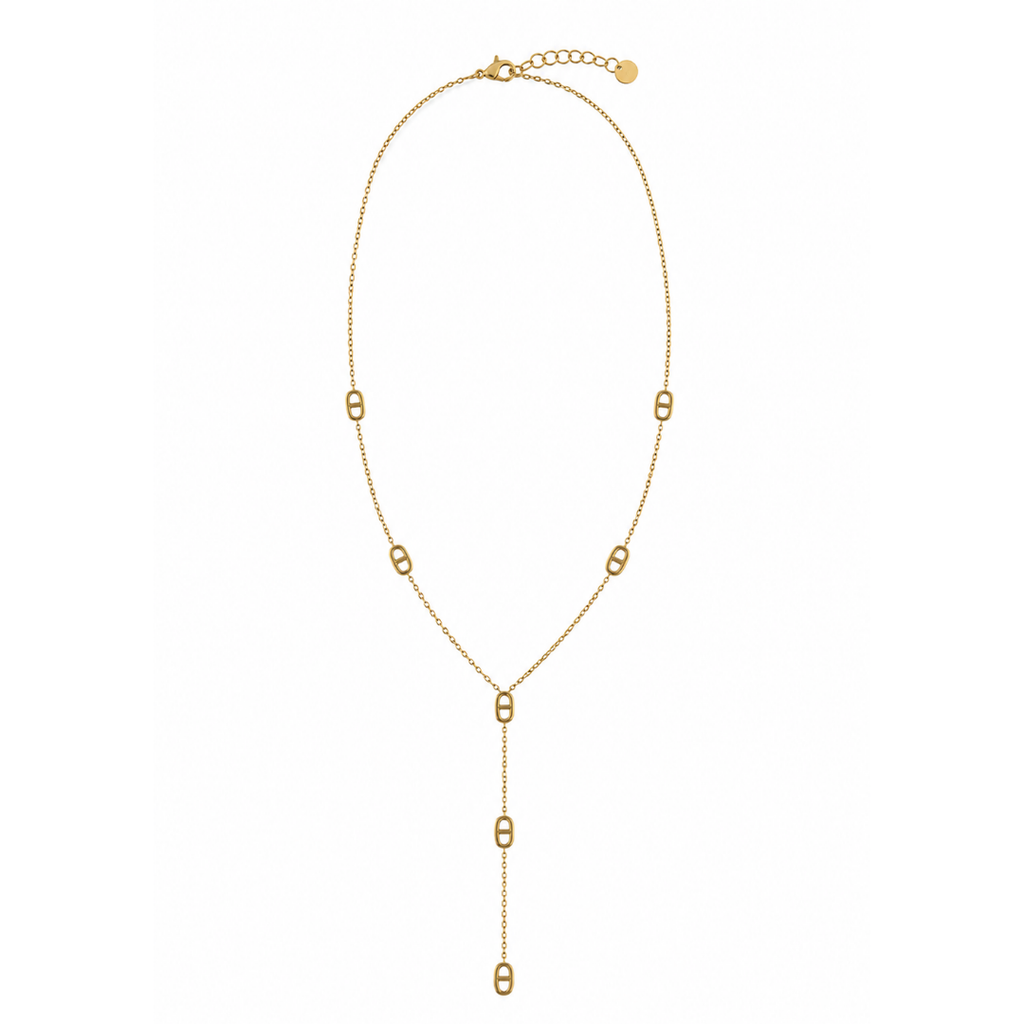 Collier Lina maille marine fond blanc – Mgx Bijoux