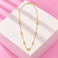 Sautoir Daisy maille marine acier inoxydable dore – Mgx Bijoux