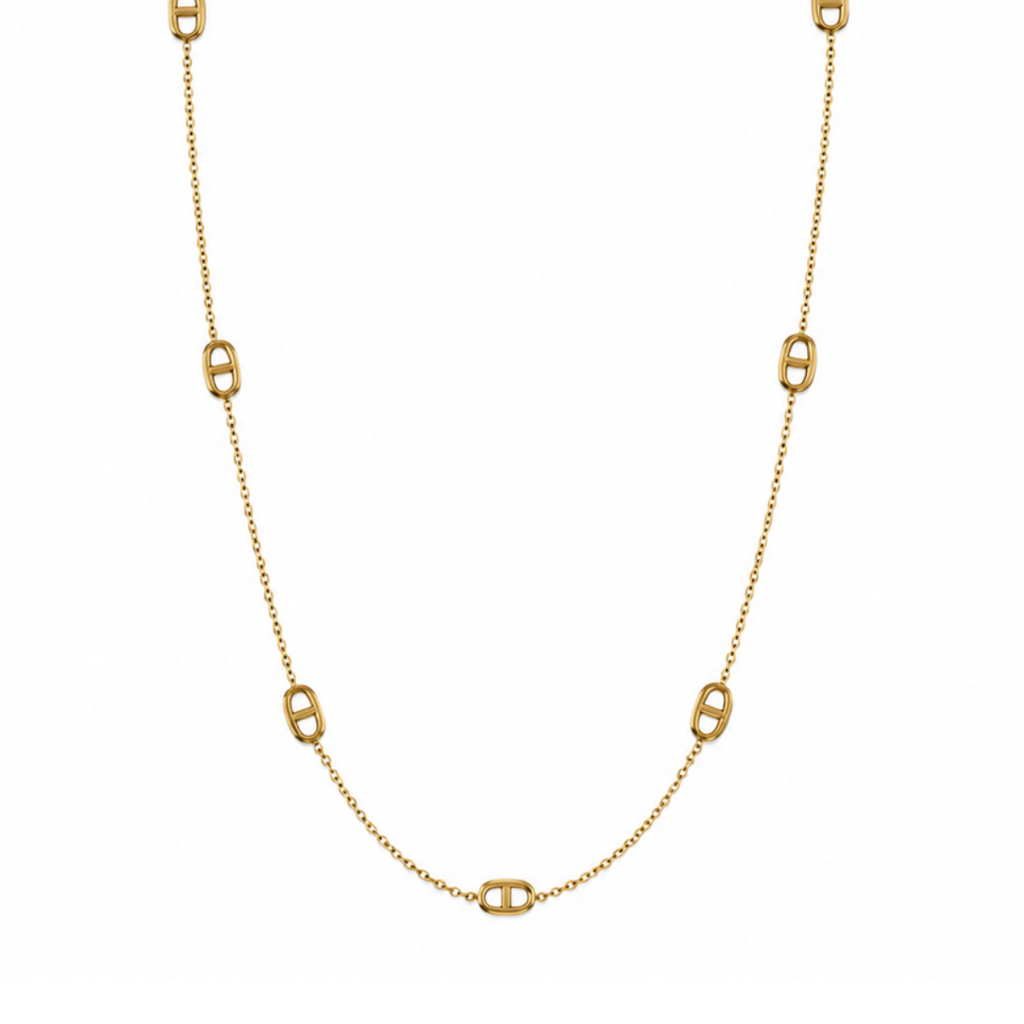 Sautoir Diane maille marine fond blanc 2 – Mgx Bijoux