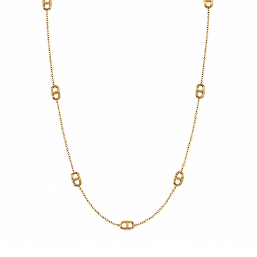 Sautoir Diane maille marine fond blanc 2 – Mgx Bijoux